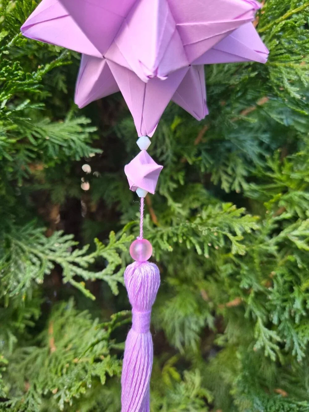 Handmade Kusudama Origami | Lilac Beaded Tassel